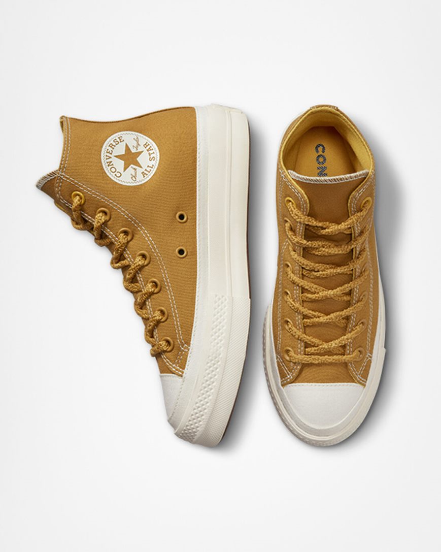 Sapatos Plataforma Converse Chuck Taylor All Star Lift Tonal Lona Cano Alto Feminino Laranja Amarelas | PT K07410T